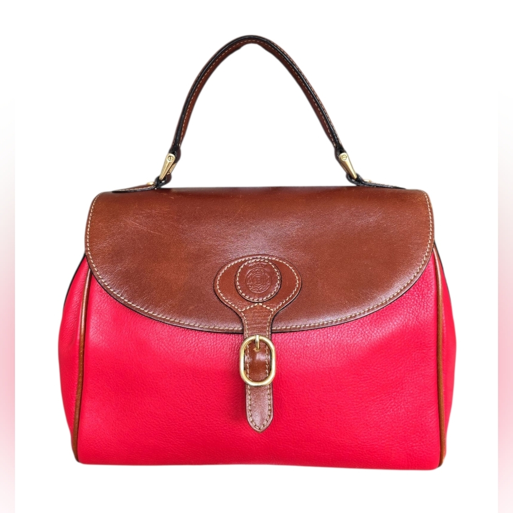 Bally Red and Brown Satchel comes COA
